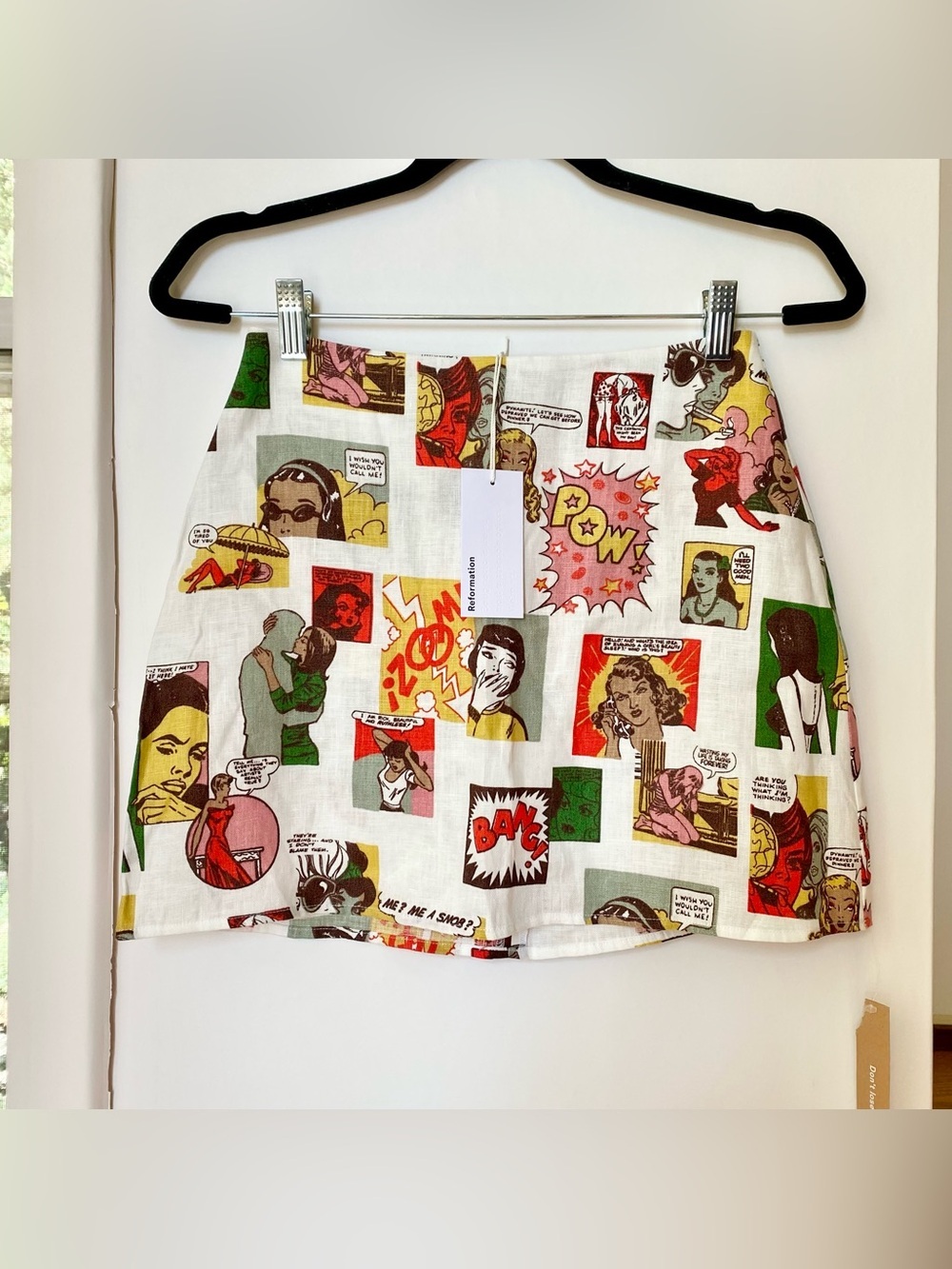 NWT Reformation Veranda Linen Mini Skirt Comic Book 2